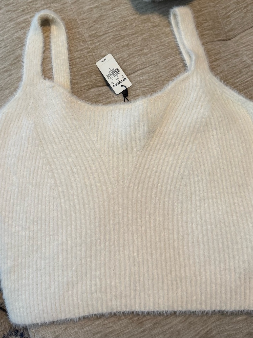 Express Cream Open-Front Long Cardigan/cropped tank/jogger size Large NWT